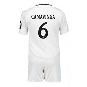 Real Madrid Eduardo Camavinga #6 Hemmakläder Barn 2024-25 Kortärmad (+ Korta byxor)